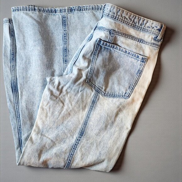 H&M Divided Wide Leg Jeans Acid Wash Utility Cargo High Rise Y2K Skater Size 8 - Picture 5 of 11